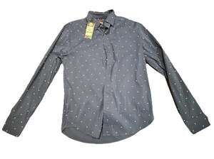 NWT Under Armour HeatGear Button Up Shirt Mens Large Navy Print Golf